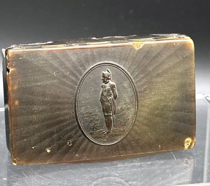 Horn Snuffbox Depicting “napoleon” — 19th Century. 