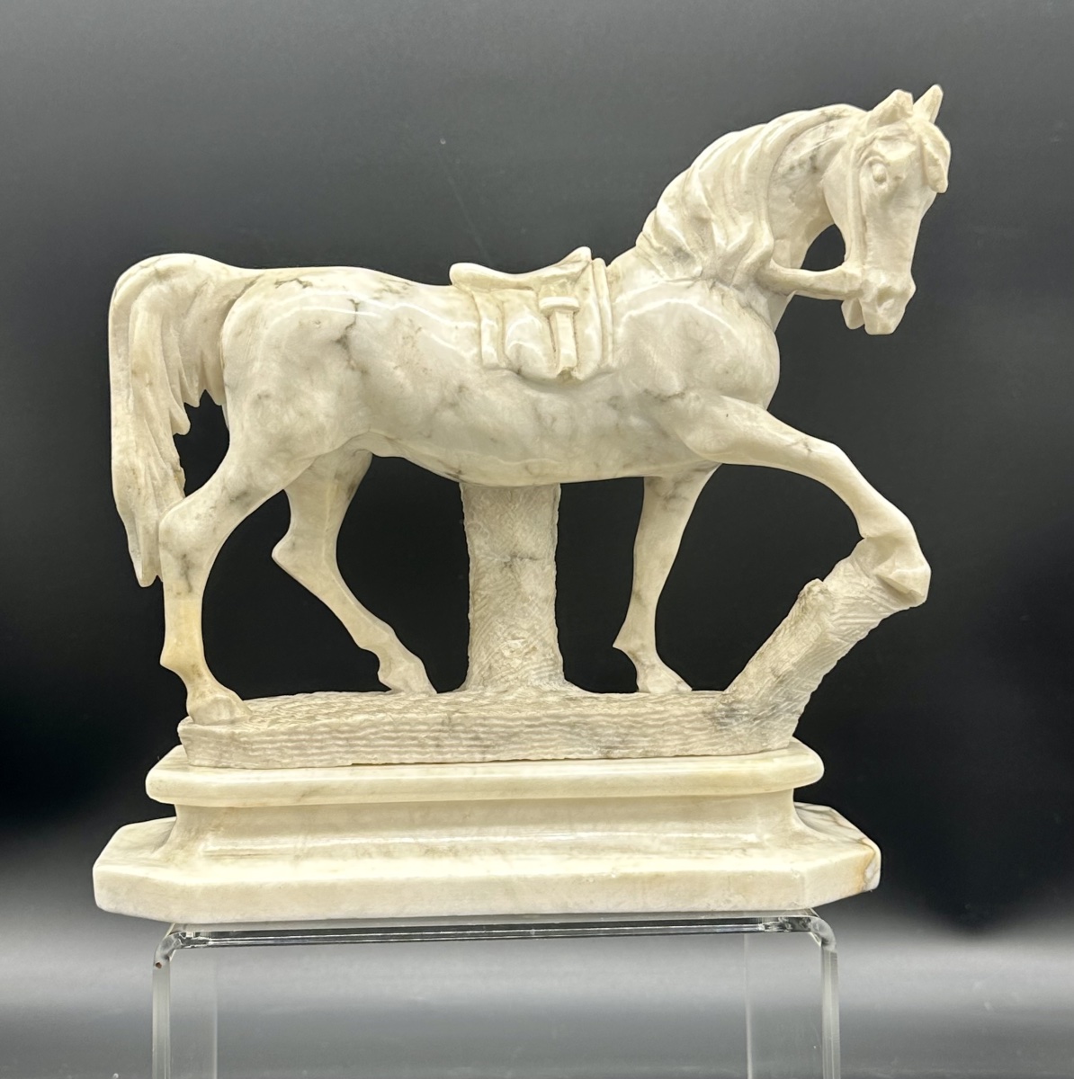 White Marble Equestrian Sculpture - 19th Century 