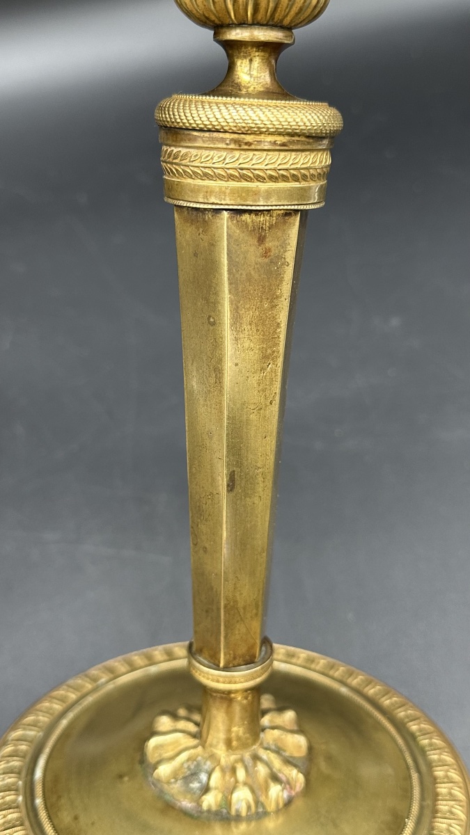 Pair Of Gilded Bronze Candlesticks, 19th Century -photo-2