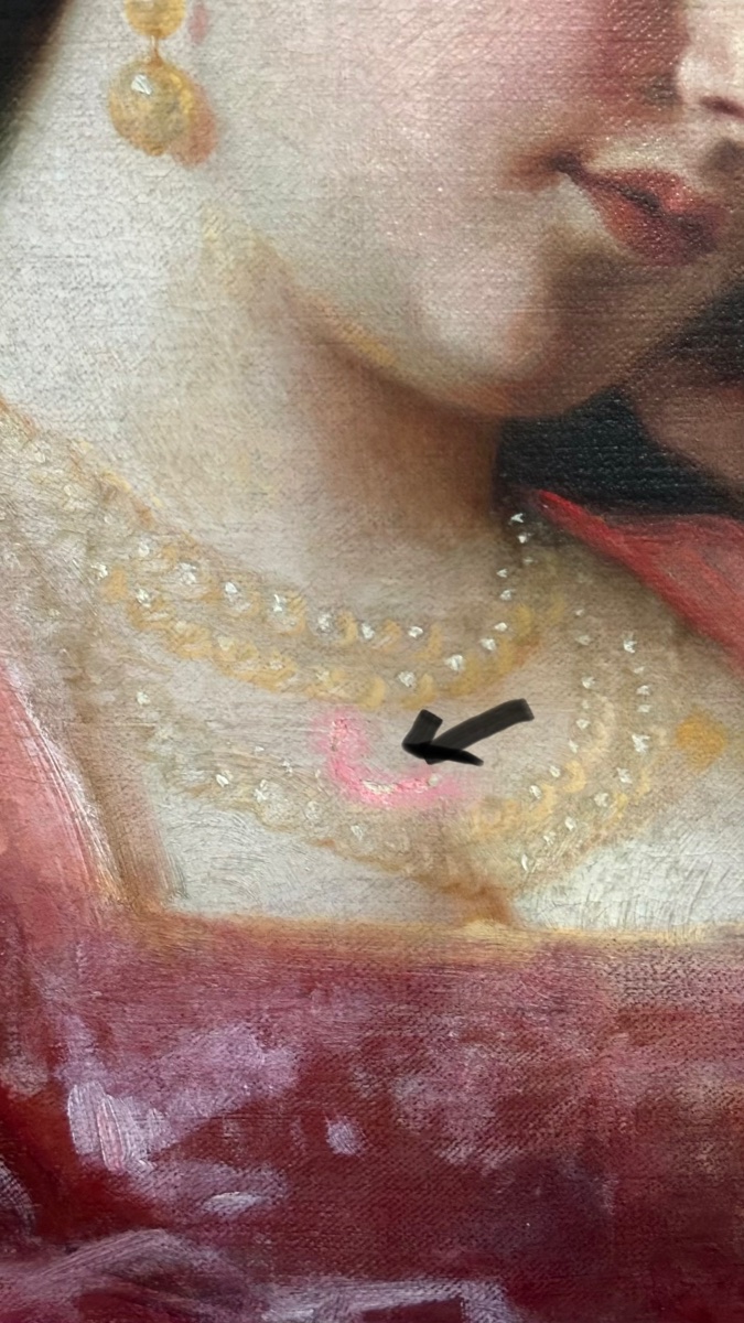 Painting, Oil On Canvas, “portrait Of A Young Woman In A Pensive Pose” – Late 19th Century-photo-4