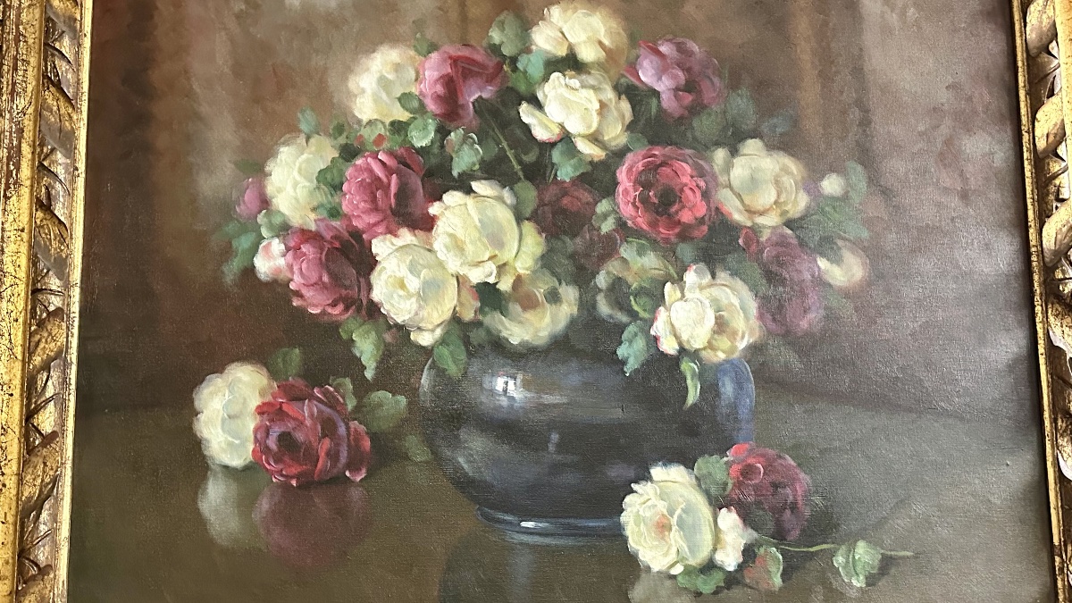 Tableau nature morte, huile sur toile « Vase de fleurs », signé A. Graziani - XXe siècle.-photo-2