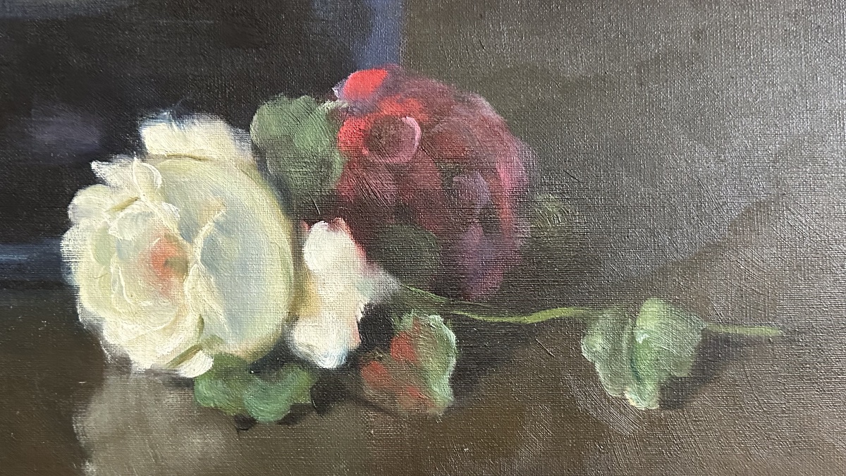 Tableau nature morte, huile sur toile « Vase de fleurs », signé A. Graziani - XXe siècle.-photo-1