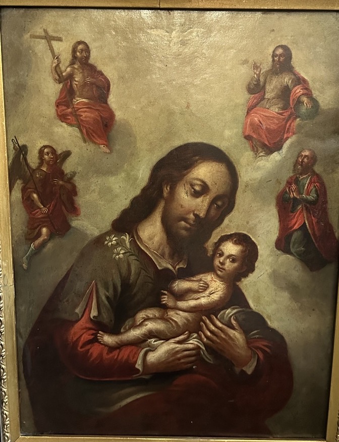 Painting, Oil On Copper, “st. Joseph With The Child And The Glory Of The Trinity” – 18th Century-photo-2