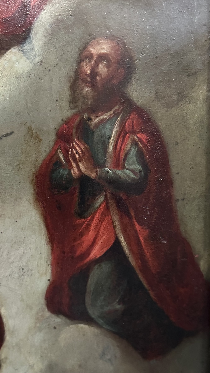 Painting, Oil On Copper, “st. Joseph With The Child And The Glory Of The Trinity” – 18th Century-photo-6