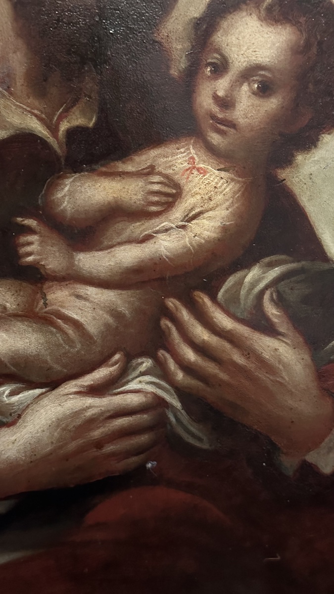 Painting, Oil On Copper, “st. Joseph With The Child And The Glory Of The Trinity” – 18th Century-photo-7