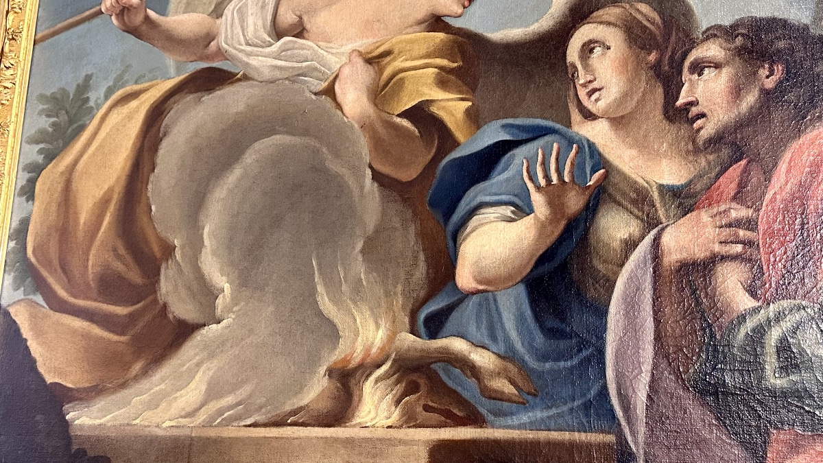 Tableau, huile sur toile « Le Sacrifice de l'Agneau », néoclassique (fin du XVIIIe siècle)-photo-4