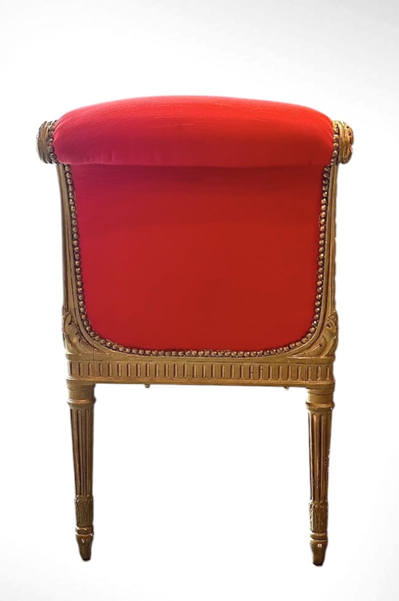 Gilded Wooden Bench, Louis XVI Style, 19th Century-photo-2