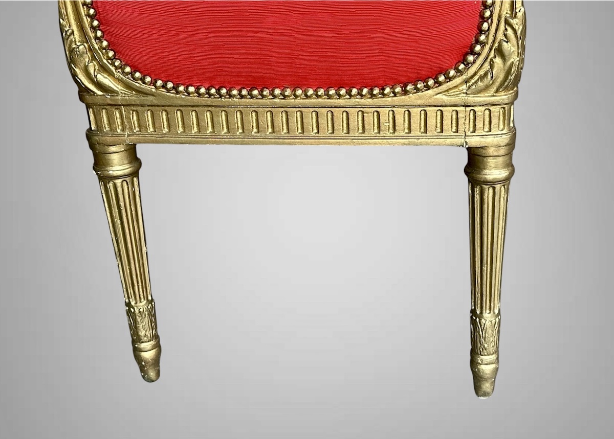 Gilded Wooden Bench, Louis XVI Style, 19th Century-photo-2