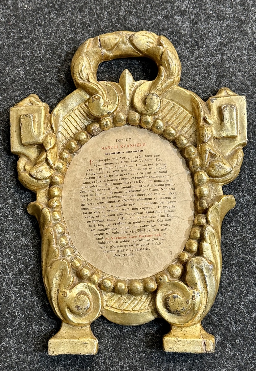 Paire de tableaux d'autel (cartaglorie) Louis XVI en bois sculpté et doré - XVIIIe siècle-photo-2