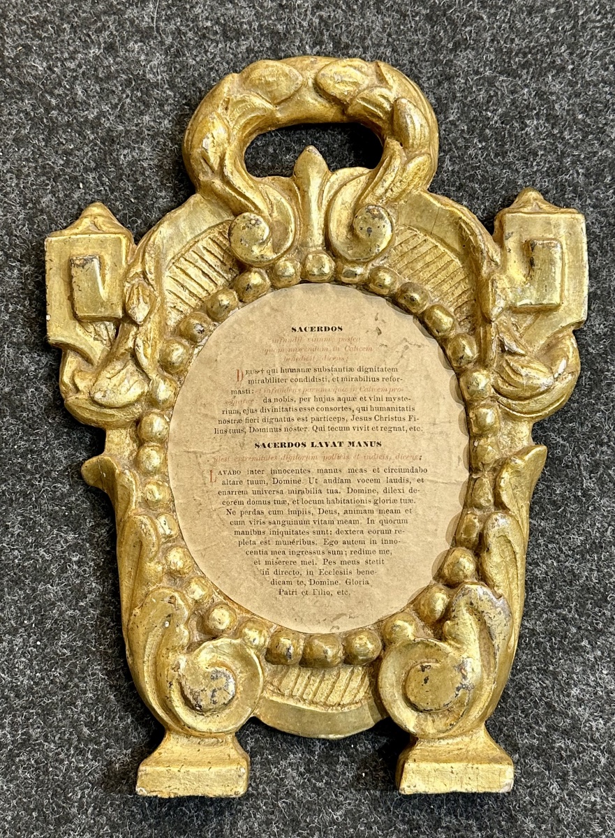 Paire de tableaux d'autel (cartaglorie) Louis XVI en bois sculpté et doré - XVIIIe siècle-photo-3