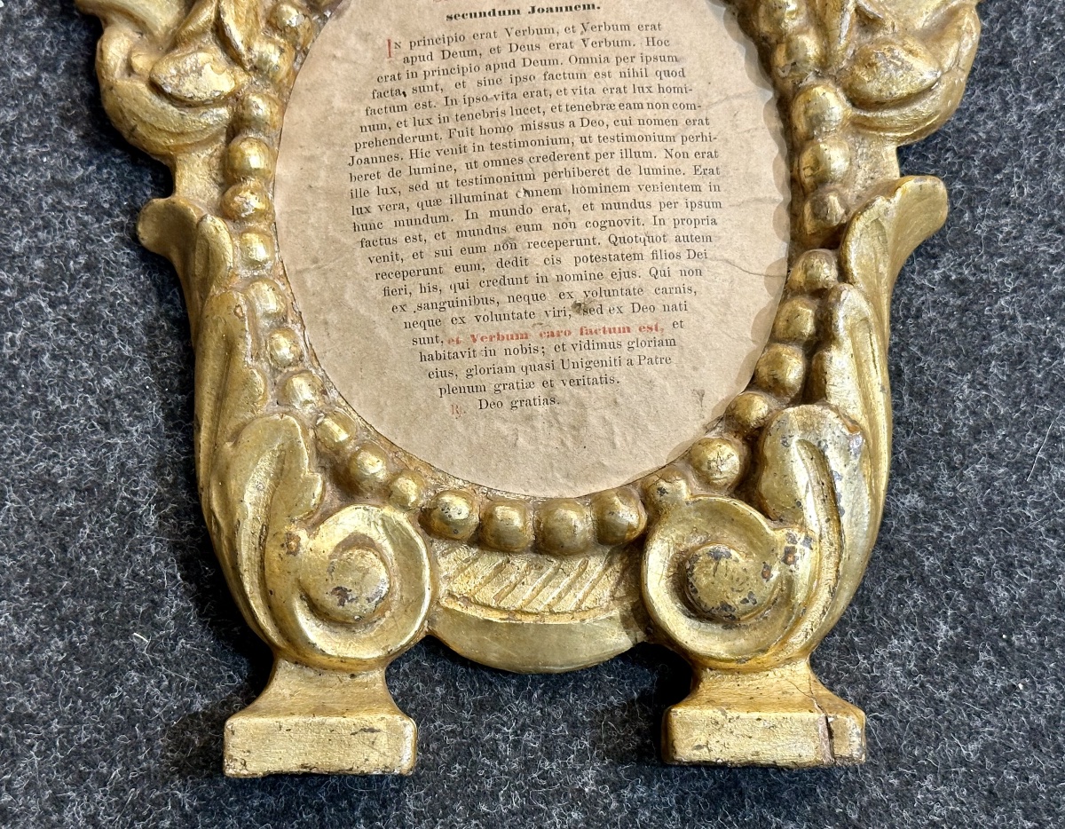 Paire de tableaux d'autel (cartaglorie) Louis XVI en bois sculpté et doré - XVIIIe siècle-photo-2
