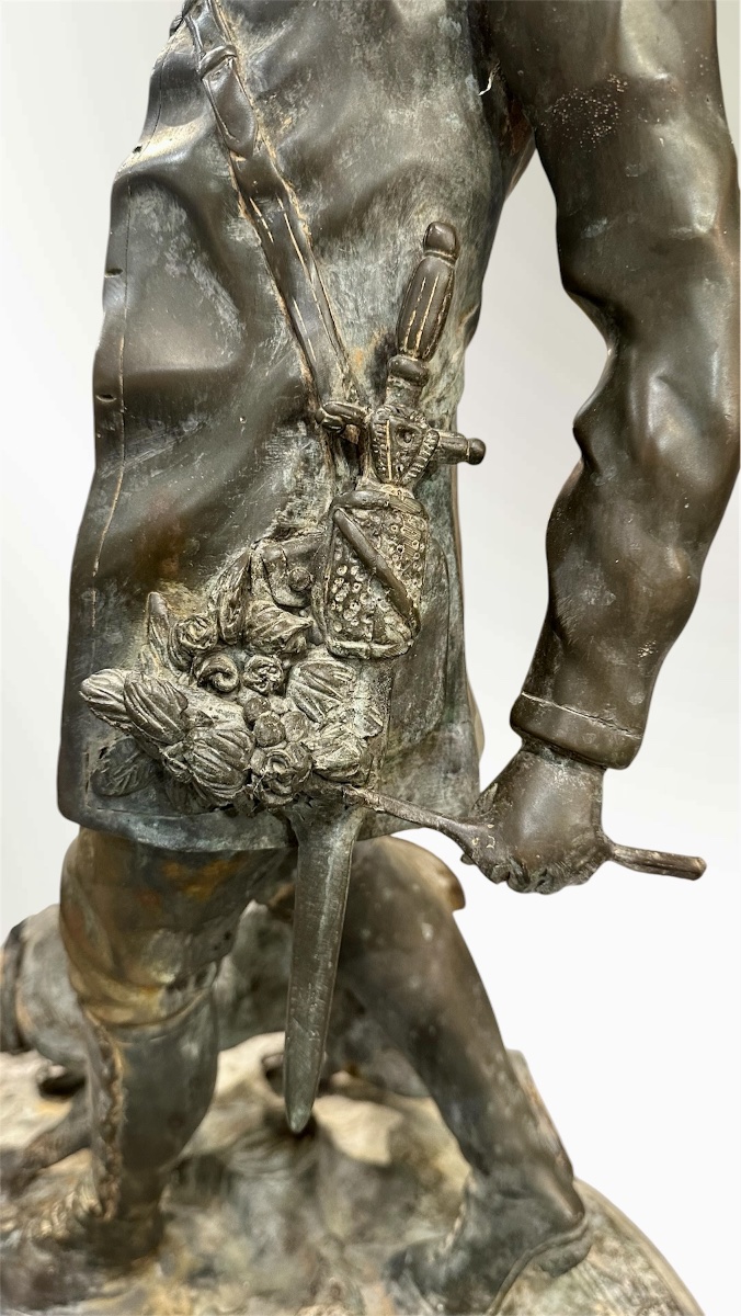 Sculpture en bronze d'après Pierre-Jules Mêne – « Valet de limier » – Époque Napoléon III-photo-3