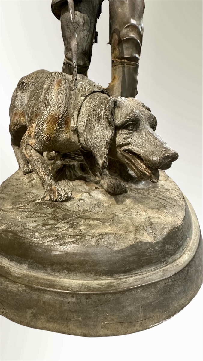 Sculpture en bronze d'après Pierre-Jules Mêne – « Valet de limier » – Époque Napoléon III-photo-4