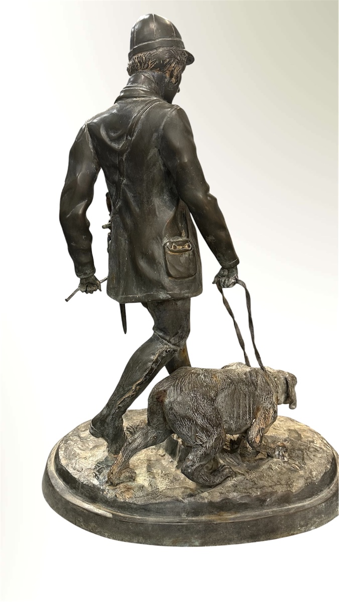 Sculpture en bronze d'après Pierre-Jules Mêne – « Valet de limier » – Époque Napoléon III-photo-2