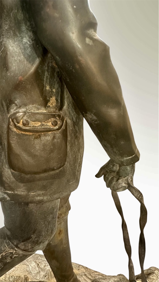 Sculpture en bronze d'après Pierre-Jules Mêne – « Valet de limier » – Époque Napoléon III-photo-3