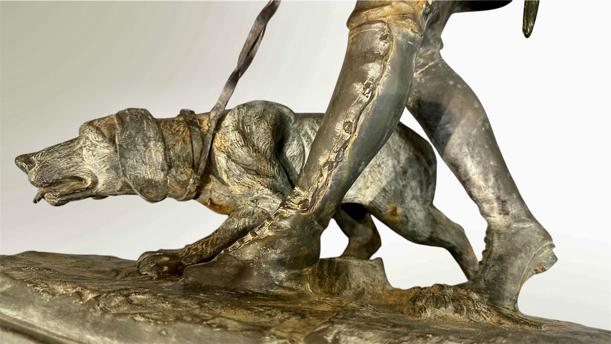 Sculpture en bronze d'après Pierre-Jules Mêne – « Valet de limier » – Époque Napoléon III-photo-6