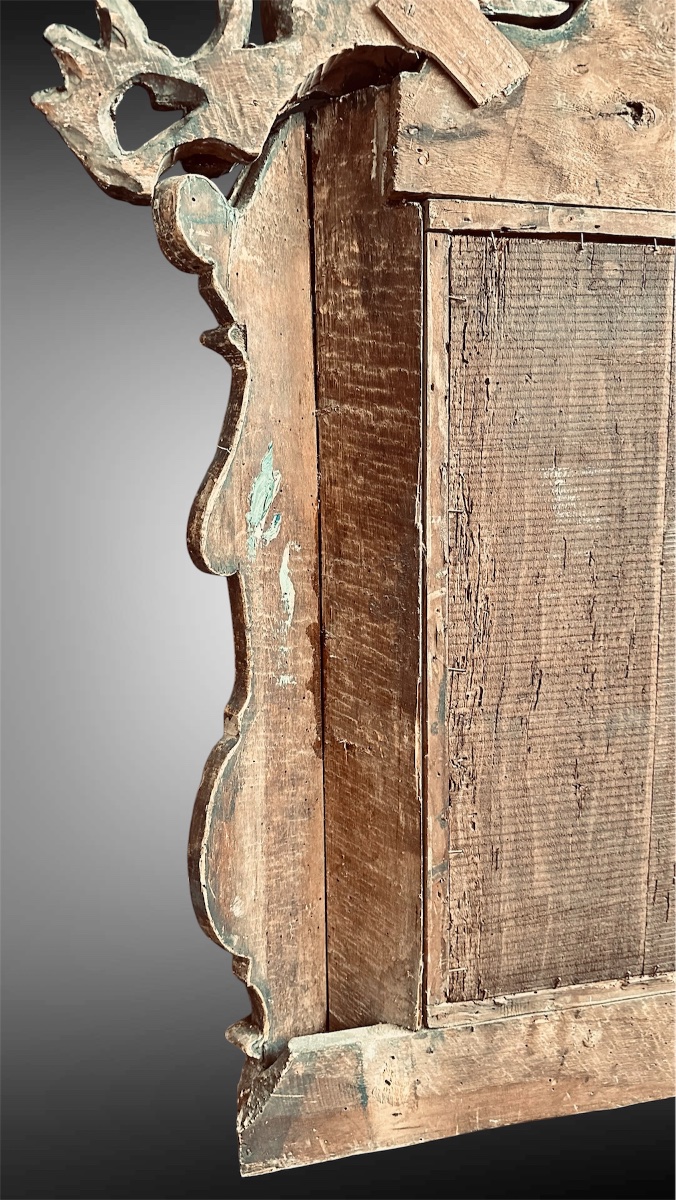 Miroir baroque en bois sculpté et argenté, XVIIIe siècle-photo-7