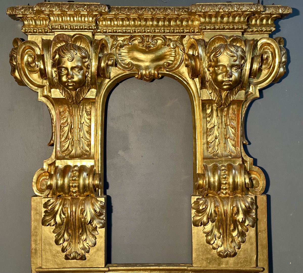 Carved And Gilded Wooden Architectural Frame - 18th Century -photo-3