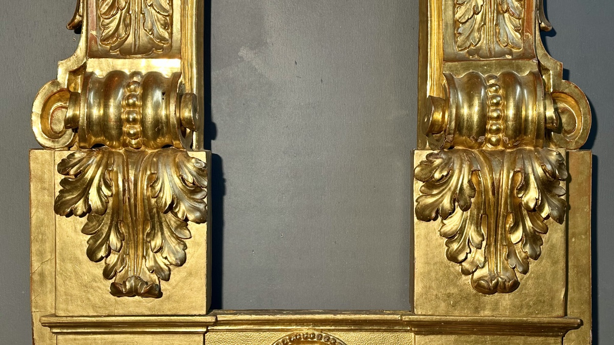 Carved And Gilded Wooden Architectural Frame - 18th Century -photo-4