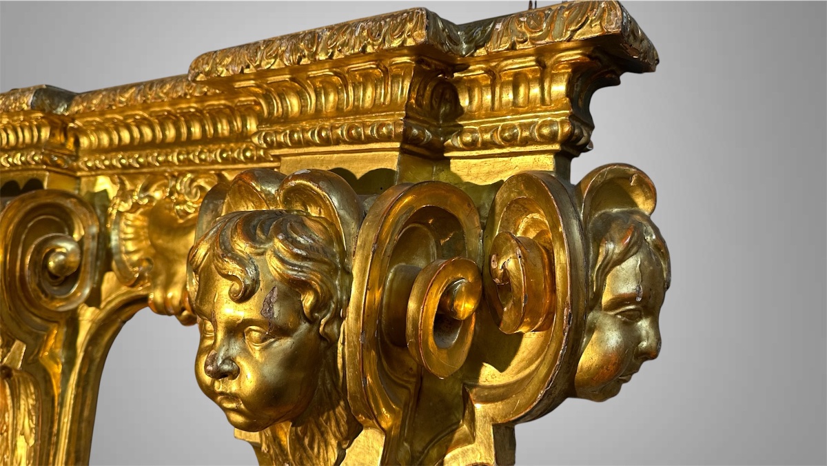 Carved And Gilded Wooden Architectural Frame - 18th Century -photo-3