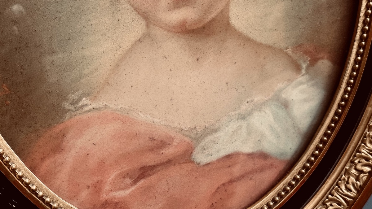 Painting, Pastel Portrait Of A Boy – Signed "e. Gillet 1867"-photo-3