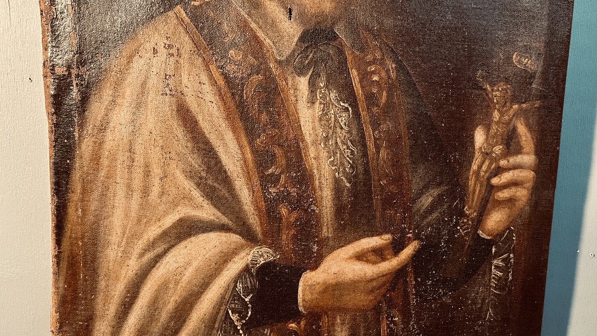 Tableau « Saint François Xavier », huile sur toile - XVIIe siècle.-photo-1