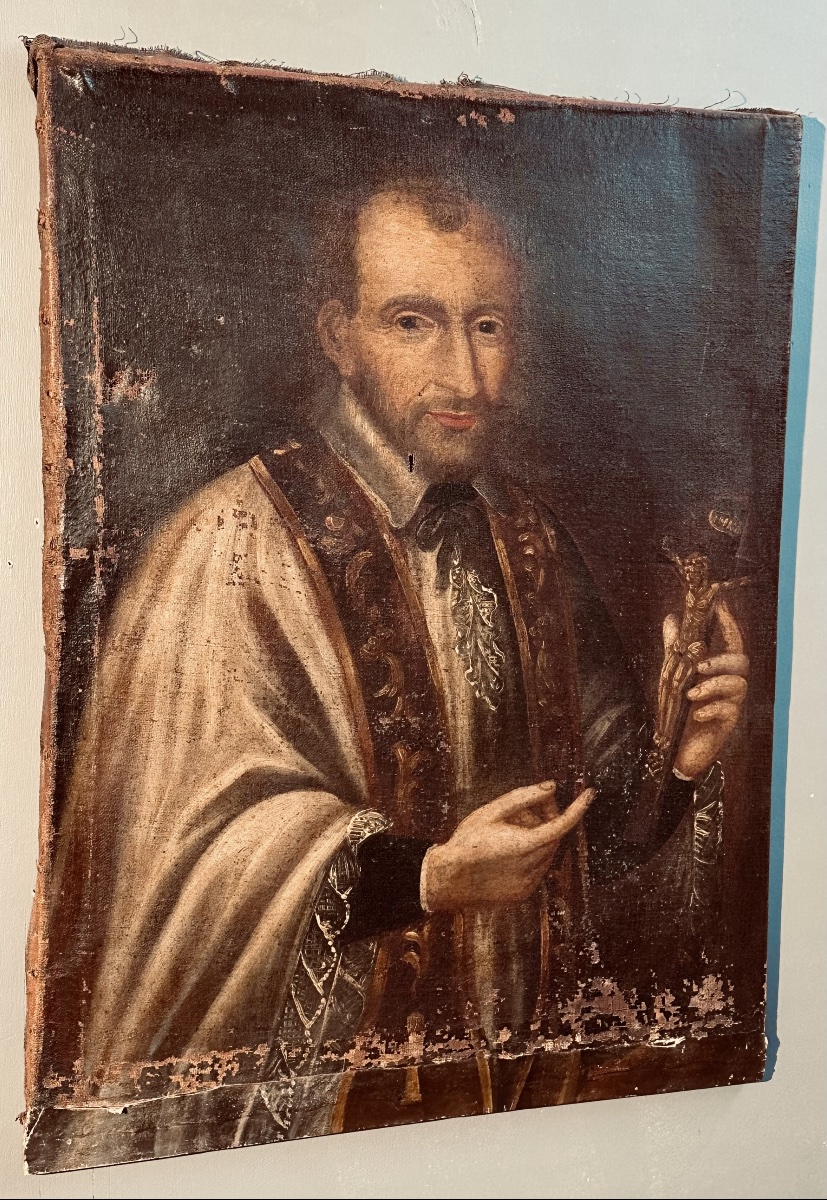 Tableau « Saint François Xavier », huile sur toile - XVIIe siècle.