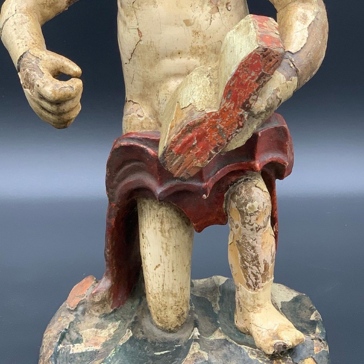 Polychrome Wood Sculpture “saint John The Baptist” - XVI / XVII Century-photo-3