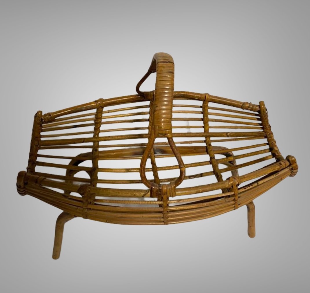 Mid-century Italian Bamboo & Rattan Magazine Rack, 1960s-photo-2