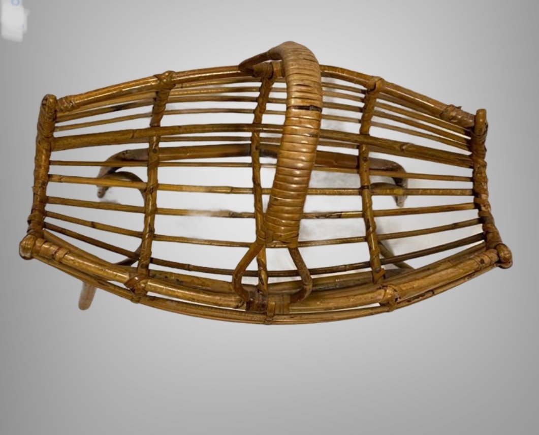 Mid-century Italian Bamboo & Rattan Magazine Rack, 1960s-photo-4