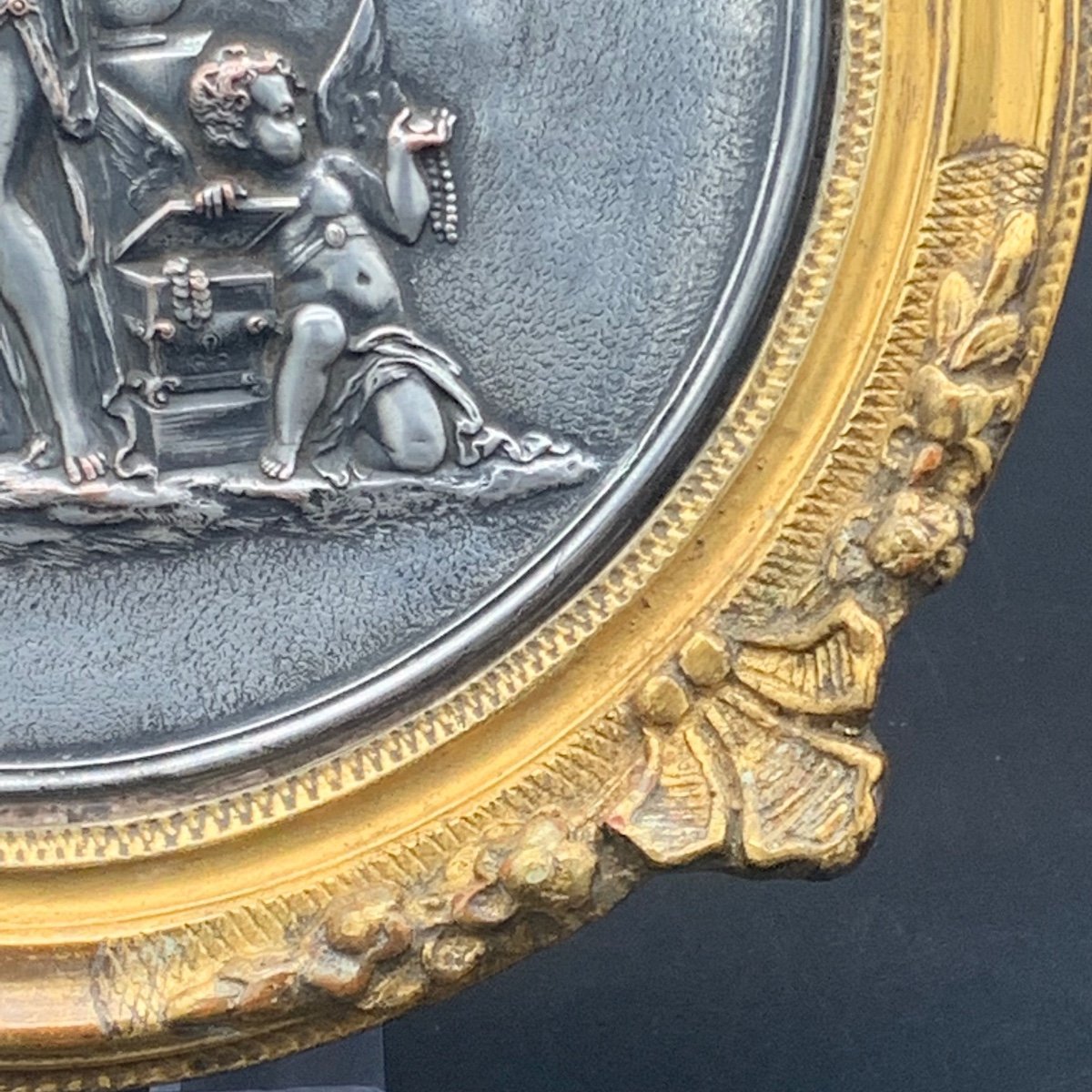 Round Bas-relief In Silvered Copper - XIX Century-photo-3