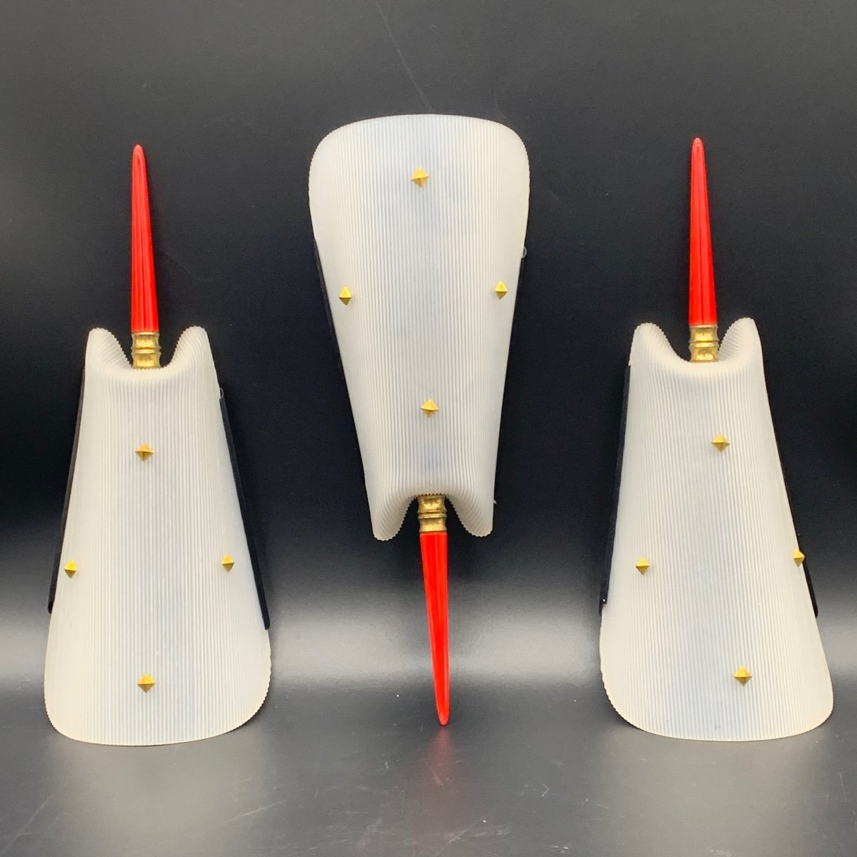 Series Of Three Pierre Guariche Sconces From The 1950s.-photo-3