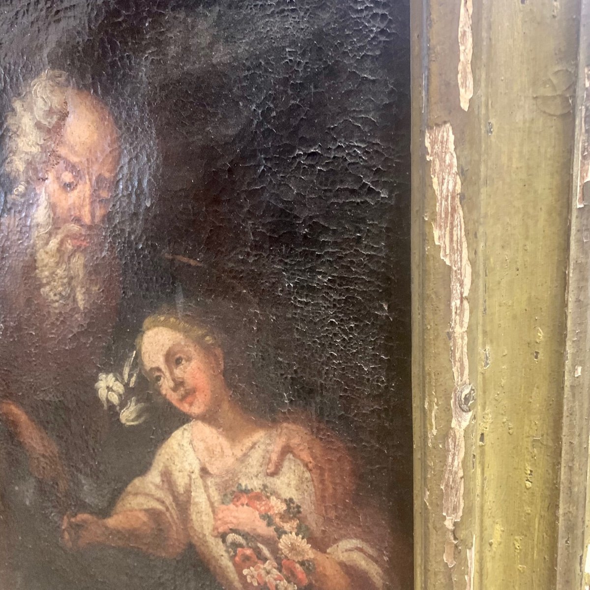 Religious Painting (saint Joseph Or Saint Peter?) And The Child Jesus - XVII Century-photo-6