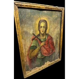 Painting On Panel, "s. Giorgio" Icon - Early 19th Century