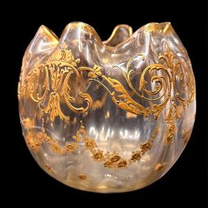Globular Vase In Ribbed Crystal “legras-montjoye” - Liberty