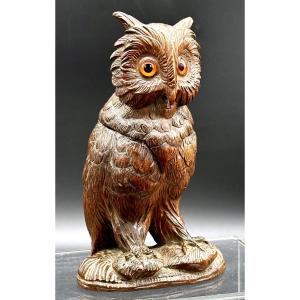 Encrier en bois « Hibou », Forêt-Noire - XIXe siècle 