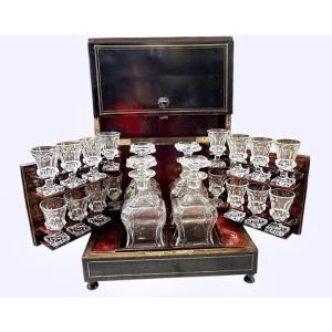 Liquor Cabinet / Liquor Case In Ebonized Wood With Crystal – 19th Century
