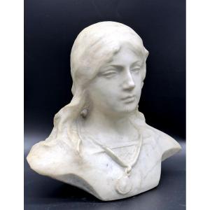 Buste en marbre « Jeune fille » (Jeanne d'Arc ?) - XIXe siècle
