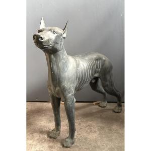 Sculpture en bronze représentant un lévrier stylisé (Xoloitzcuintli) - début du XXe siècle