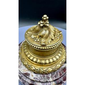 Gilded Bronze And Breccia Marble Inkwell – 19th Century