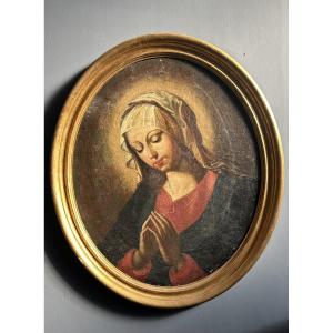 Tableau de dévotion représentant la Vierge en prière – Huile sur toile – XVIIe siècle