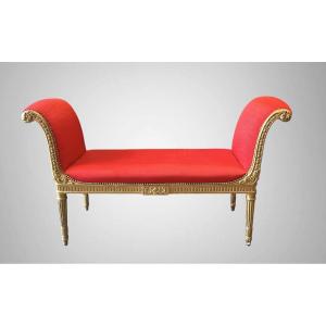 Banquette en bois doré, style Louis XVI, XIXe siècle