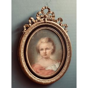 Tableau, portrait au pastel d'un jeune garçon – Signé « E. Gillet 1867 »
