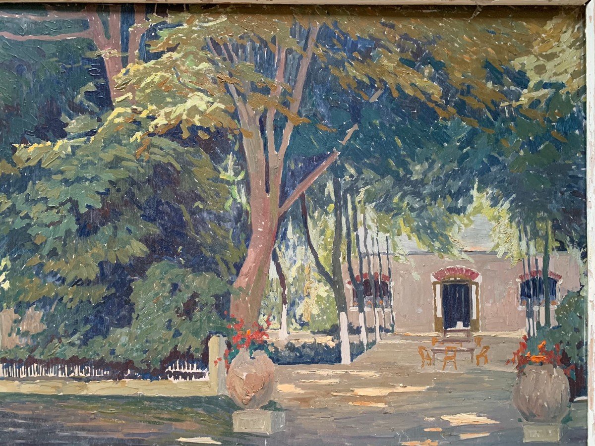 Raul Martinez (1876–1974). Sunny Afternoon In The Courtyard Of A Hasienda In Cuba.-photo-2