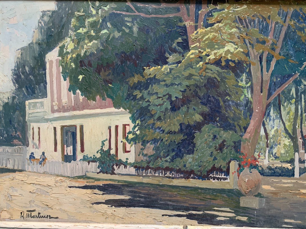 Raul Martinez (1876–1974). Sunny Afternoon In The Courtyard Of A Hasienda In Cuba.-photo-3