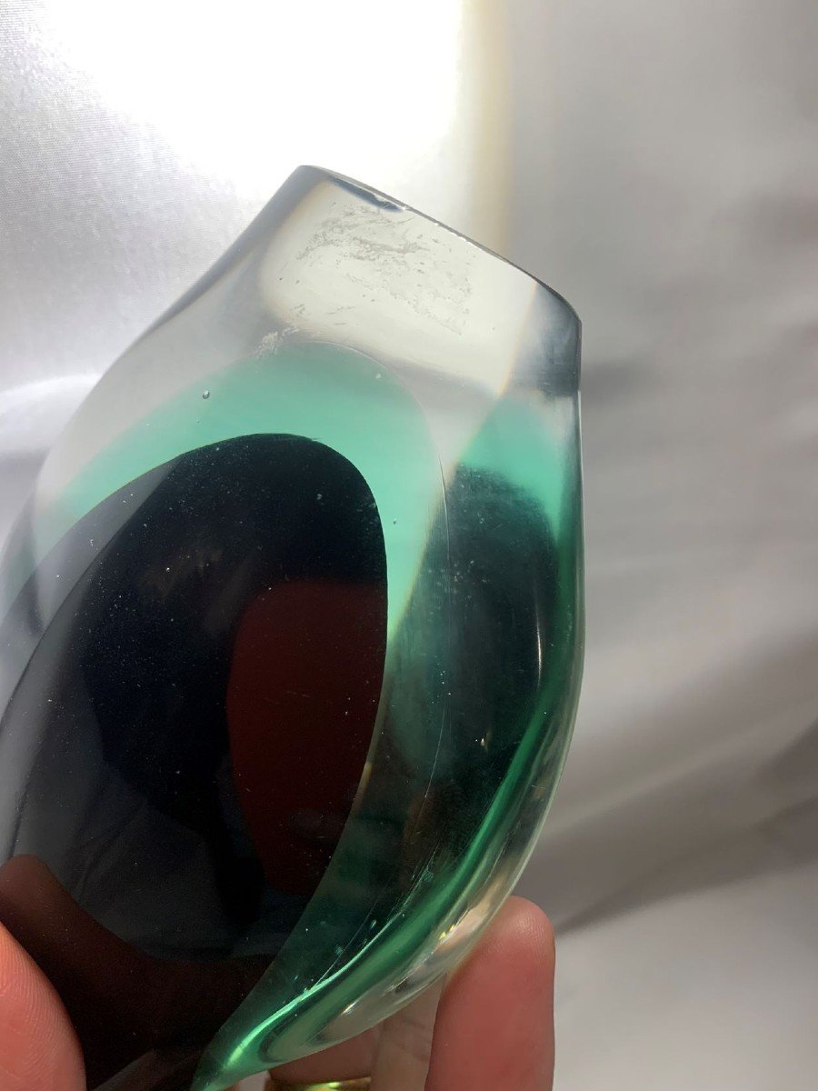 Sommerso Glass Vase In Three Colours. Murano 1960-photo-3