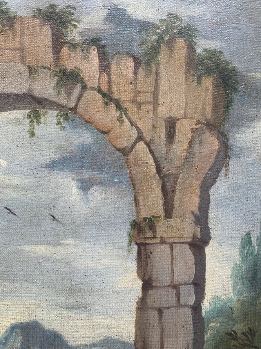 Capriccio Architectural Avec d'Anciennes Ruines Romaines, Colonnes Et Arches.  Année 1718-photo-7
