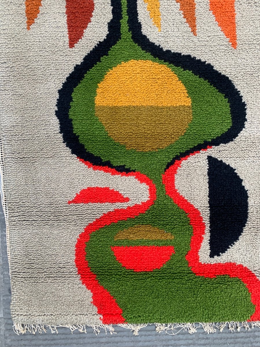 Tapis Des Années 50-60. Avec Des Motifs De Peinture Abstraite. Mid-century.-photo-3