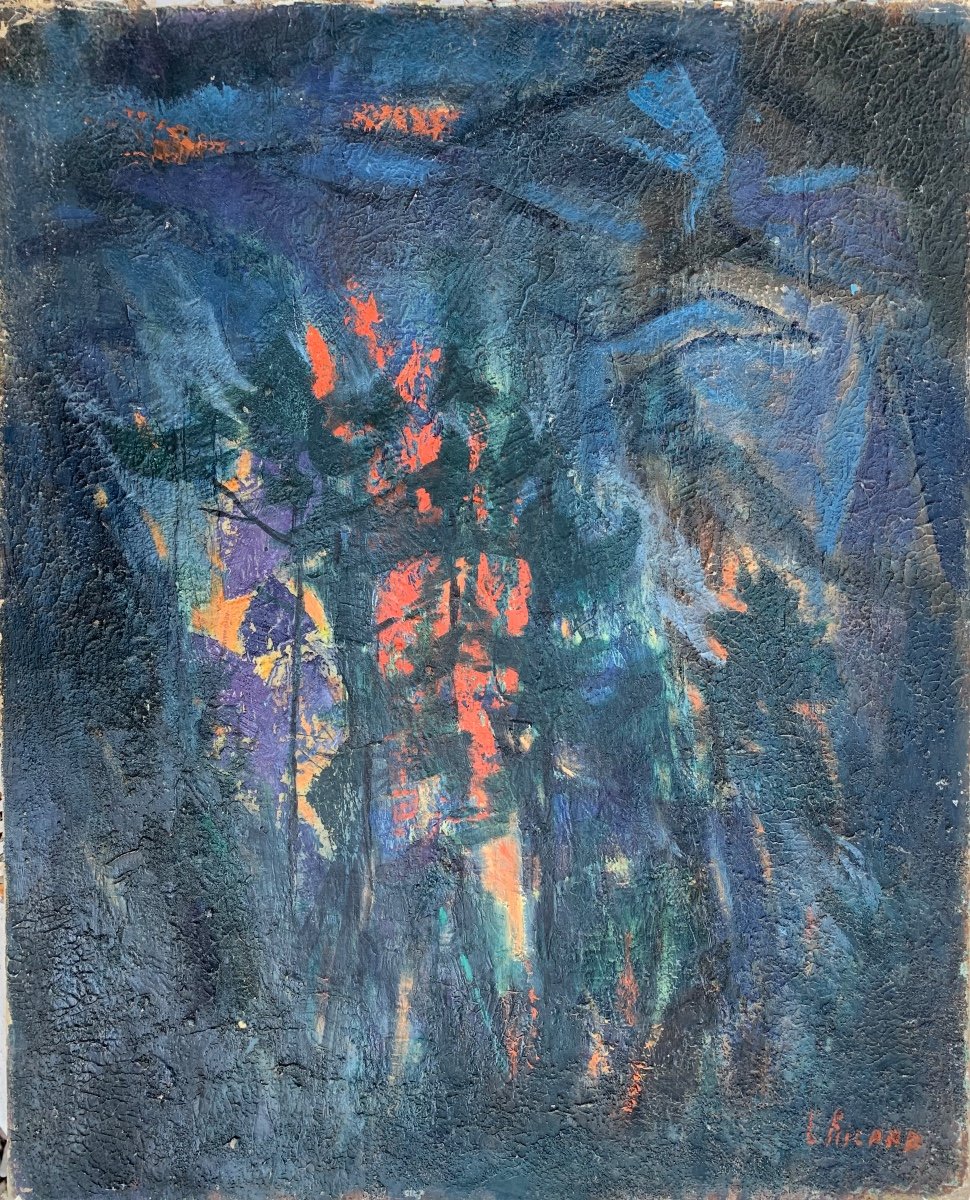 "Incendie", paysage nocturne de Gabrielle Ricard - Cordingley. Année 1967.