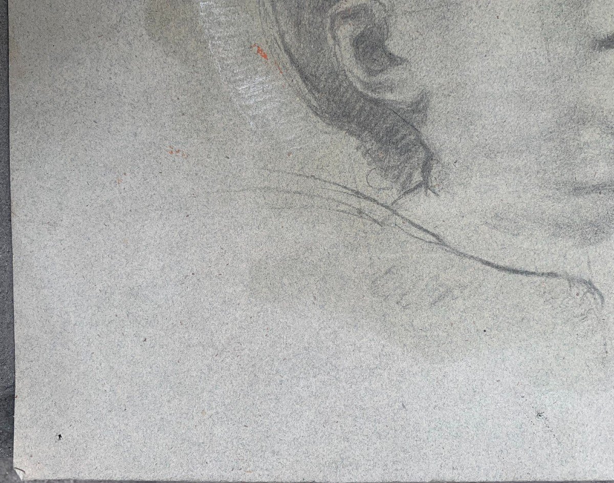Academic Sketch Of The Head Of A Cherub.-photo-1